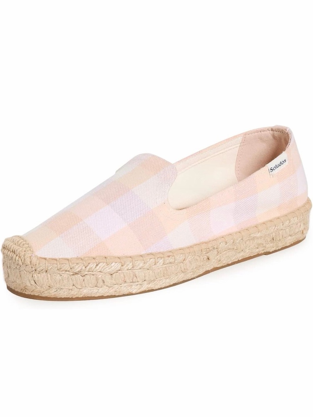 Soludos Peach and White Gingham Espadrille Slip-On W 10 NWT